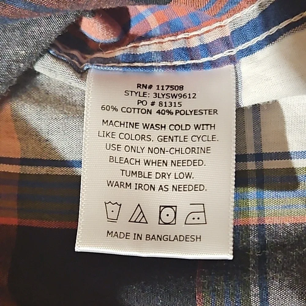 Levi's Shirt Mens Extra Large Short Sleeve Plaid Western‎